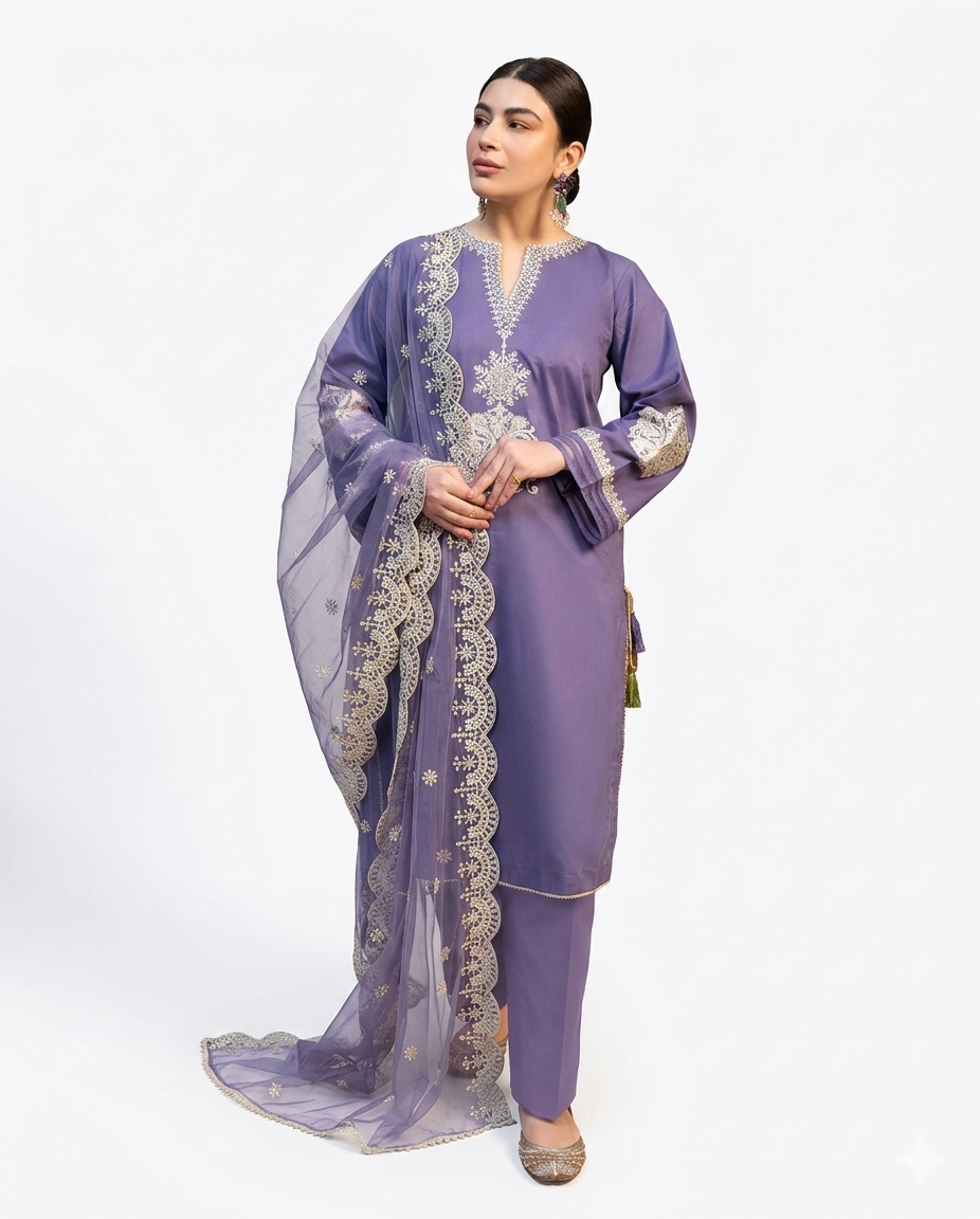 COCO by Zara Shahjahan Premium Embroidered Luxury Lawn – 3-Piece Suit (AK-3328)