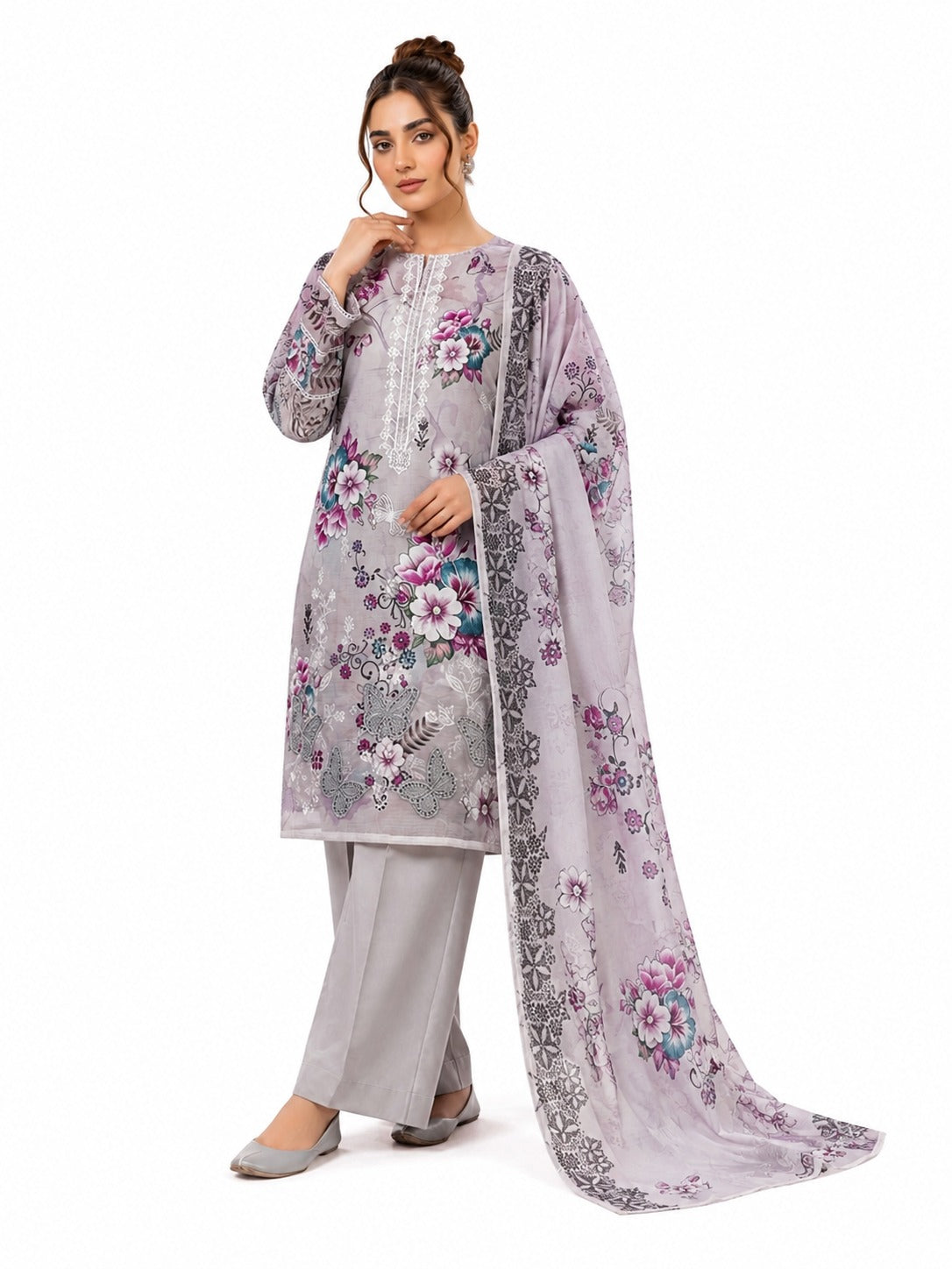 3 Piece Unstitched Digital Lawn Suit