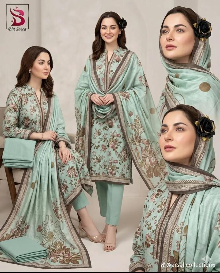 Mint Blossom Printed Lawn Suit with Elegant Dupatta