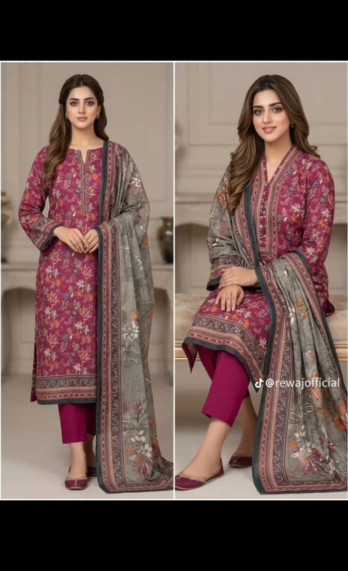 Rosewood Bloom – 3 Piece Printed Lawn Suit