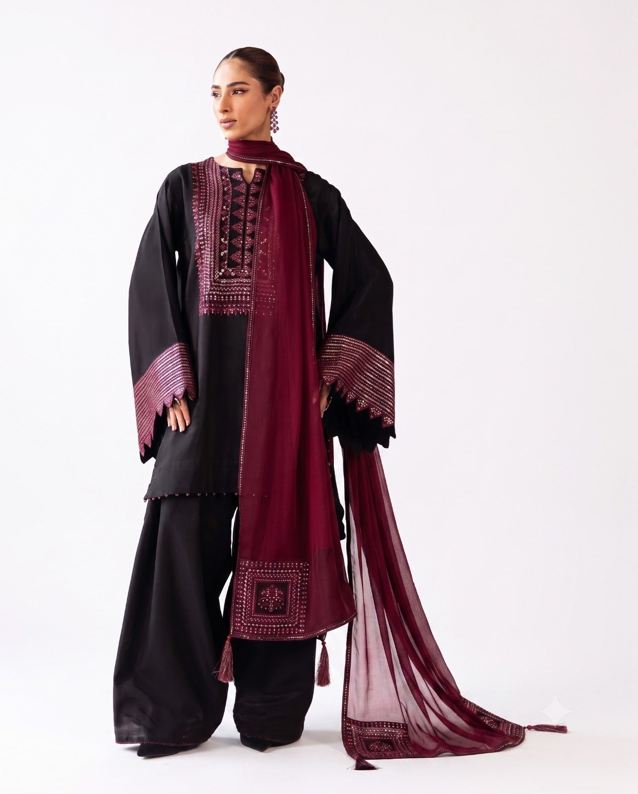 Midnight Noir Embroidered Luxury Suit