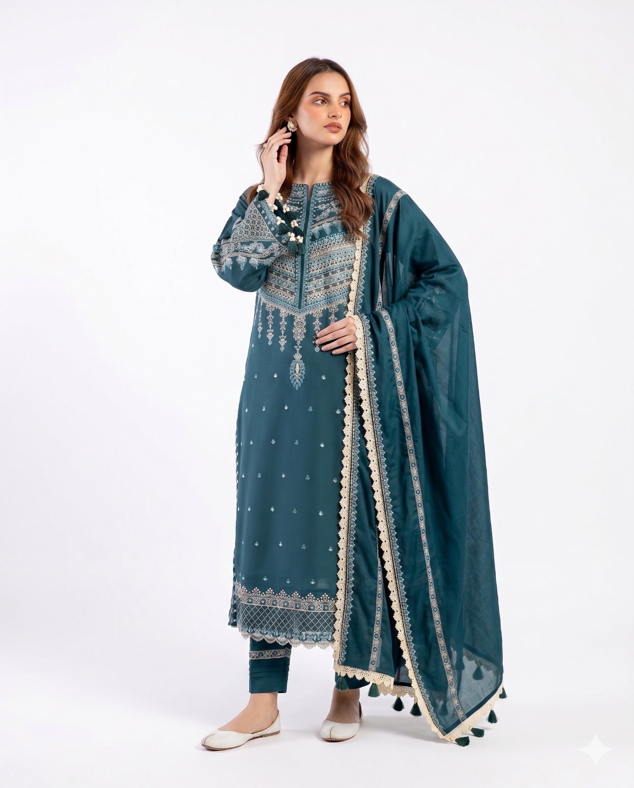 Florent Premium Embroidered Luxury Lawn – 3-Piece Suit (AK-3381)