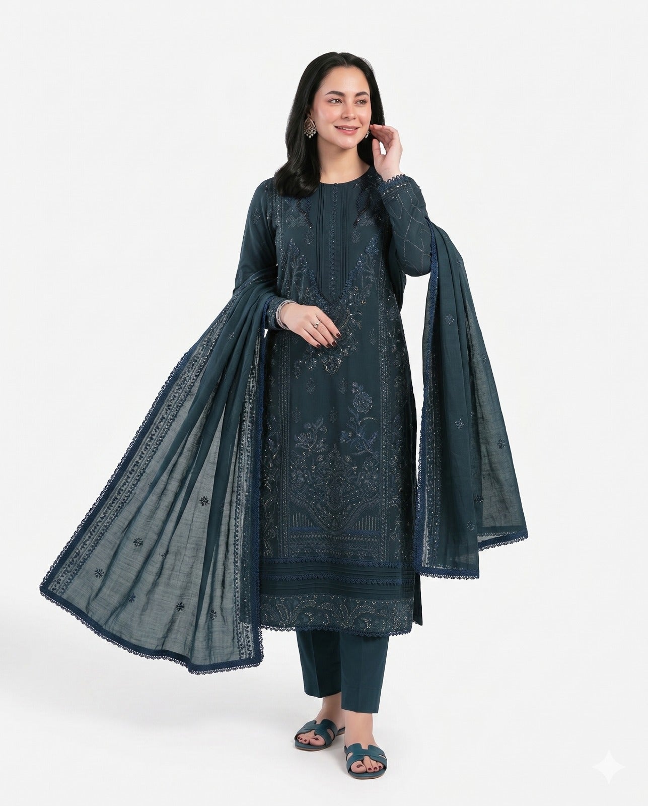 Florent Premium Embroidered Luxury Lawn – 3-Piece Suit (AK-3366)