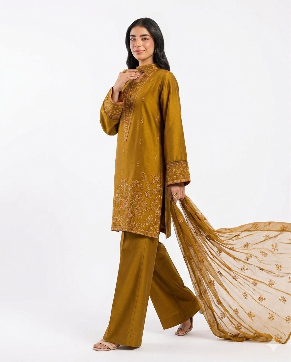 Naqshi Premium Embroidered Luxury Lawn – 3-Piece Suit (AK-3394)