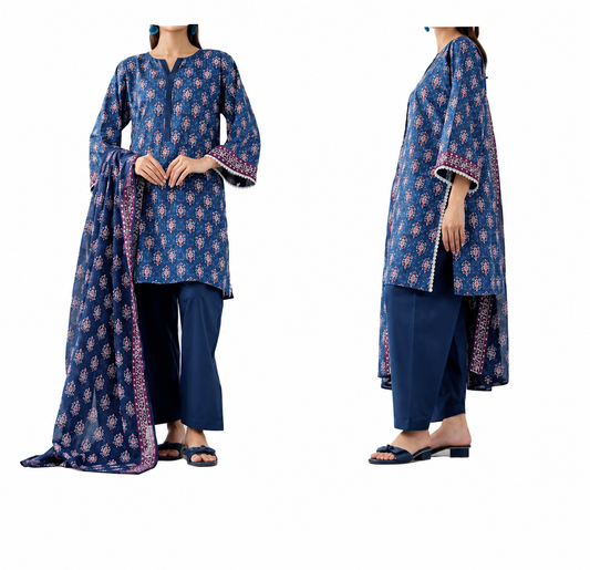 Orient Classic Blue Printed Lawn 3-Piece Suit