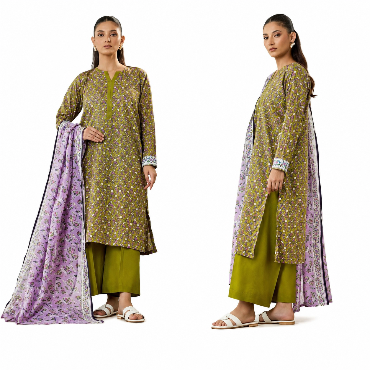 Orient Classic Lawn Collection - 3 Piece Unstitched Suit (OTL-25-507) - Green