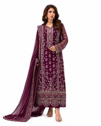 Royal Plum Embroidered Luxury Lawn 3-Piece Suit