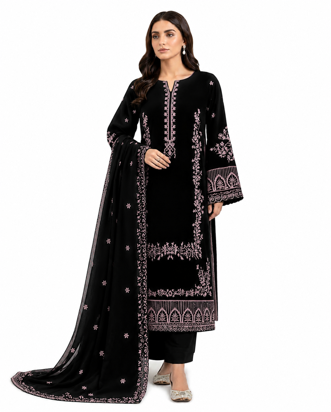 Noir Grace Black Embroidered Luxury Lawn 3-Piece Suit