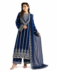 Royal Sapphire Blue Embroidered Luxury Lawn 3-Piece Suit
