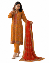 Mustard & Crimson 3-Piece Digital Printed Lawn Suit - Lawn Collection Vol-04 (D-01)