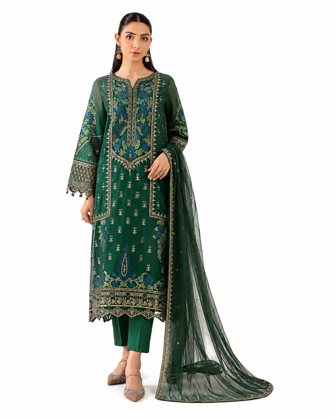 Maria.B. Luxury Lawn 3-Piece Suit – Embroidered Emerald Green
