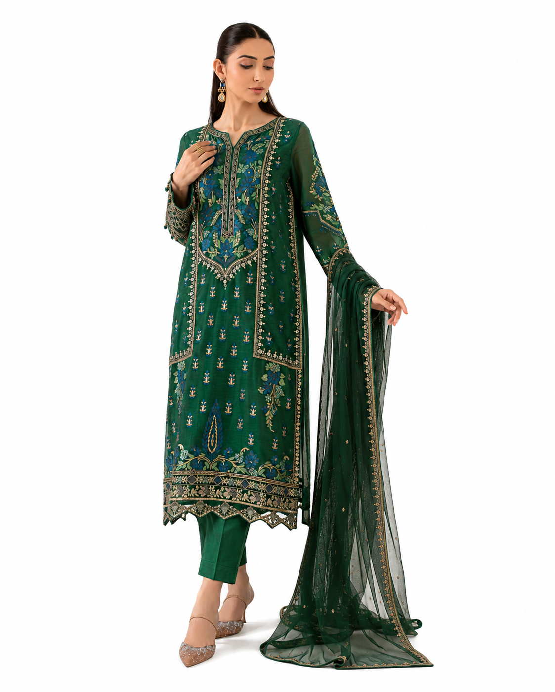 Maria.B. Luxury Lawn 3-Piece Suit – Embroidered Emerald Green