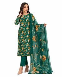 Zayan Collection All Over Print 3PC Unstitched Luxury Lawn Suit - Emerald Green