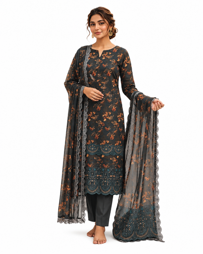 Zayan Collection by Baroque – 3PC Luxury Digital Lawn Unstitched Suit