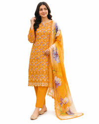Baroque Zayan Collection – Golden Bloom Digital Lawn 3-Piece Suit