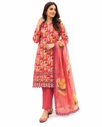 Baroque Zayan Collection – Coral Bloom Digital Lawn 3-Piece Suit