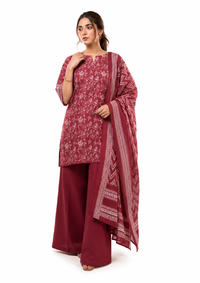 Maroon Floral 3 Piece Lawn Suit | Elegant Summer Collection