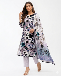 Serene Lilac Floral Dream – 3-Piece Unstitched Lawn Suit