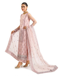 Blush Pink Embroidered Festive Organza Suit