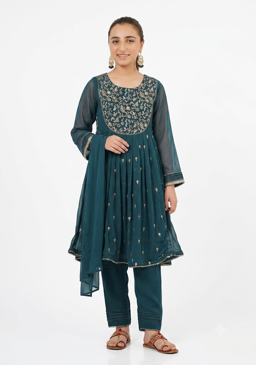 Brand: Ochre Kids  Collection: Embroidered Luxury Lawn  Product Code: AK-2268  Style: 2-Piece (Shirt & Trouser)