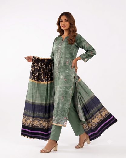 Daman by AA Zayan Collection 3PC Digital Lawn Slub