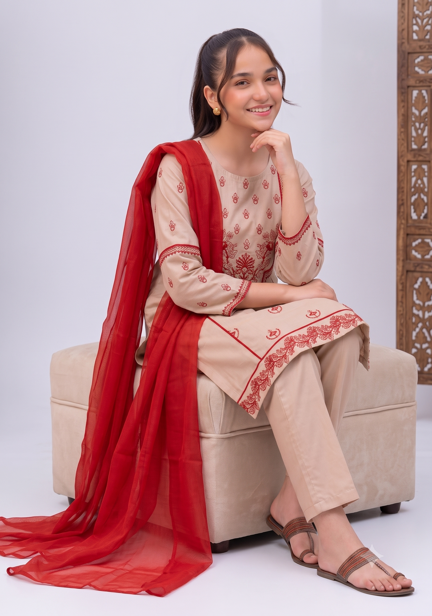 Brand: Rumi's Kids  Collection: Embroidered Luxury Lawn  Product Code: AK-2280  Style: 2-Piece (Shirt & Trouser)