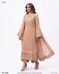 Azure Premium Embroidered Luxury Lawn – 3 Piece Suit (AK-3308)