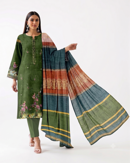 Daman by AA Zayan Collection 3PC Digital Lawn Slub