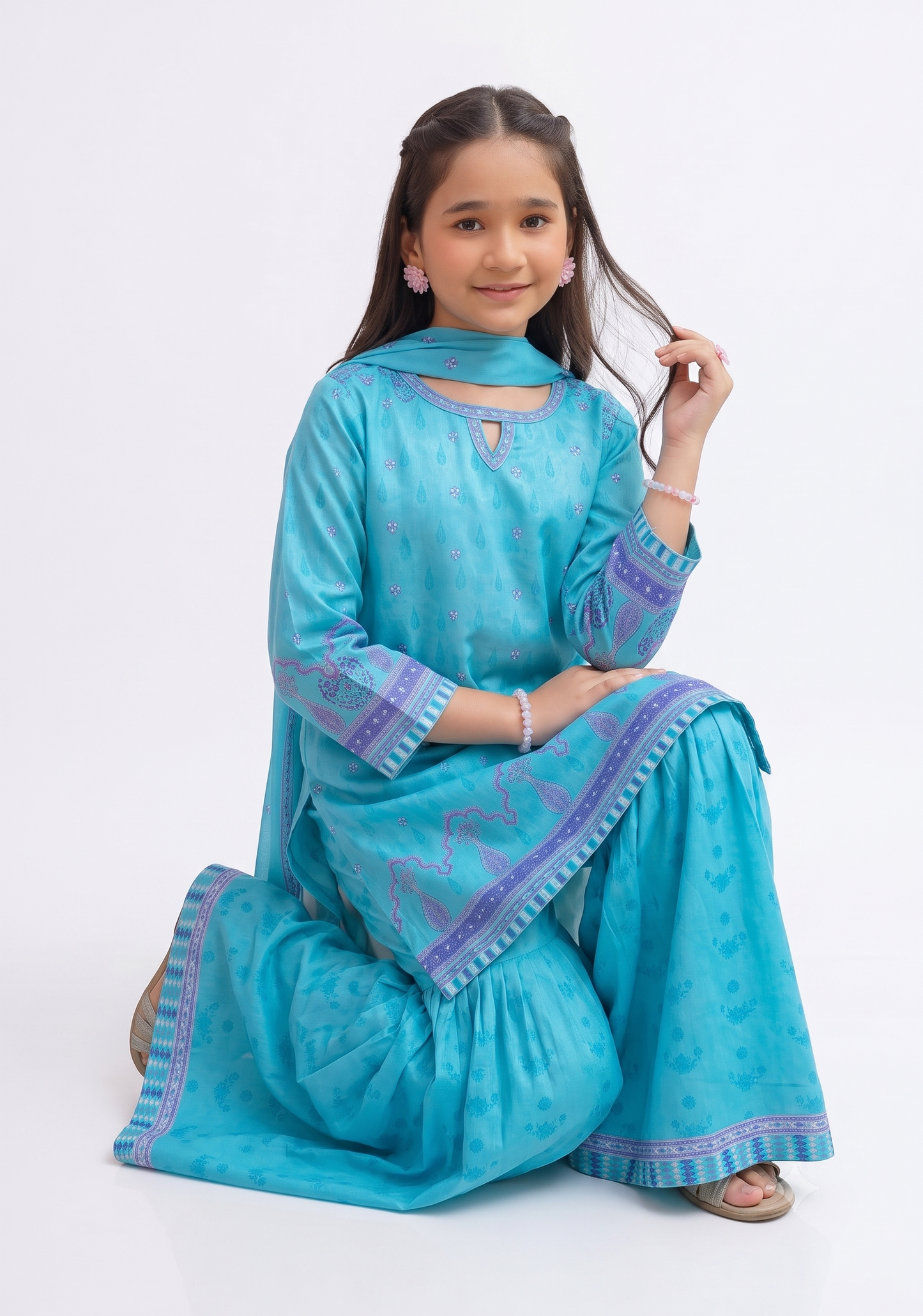 Brand: Ochre Kids  Collection: Embroidered Luxury Lawn  Product Code: AK-2267  Style: 2-Piece (Shirt & Trouser)