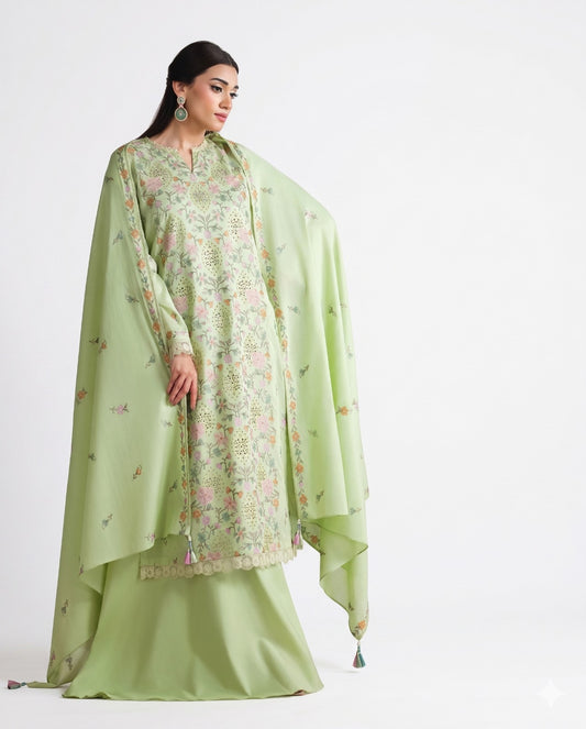 Kayseria Premium Embroidered Luxury Lawn – 3 Piece Suit (AK-3401)