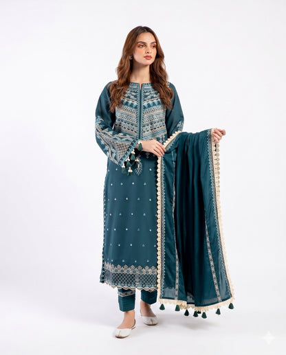 Florent Premium Embroidered Luxury Lawn – 3-Piece Suit (AK-3381)
