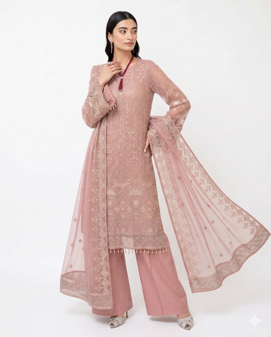 Flossie Premium Embroidered Luxury Lawn – 3-Piece Suit (AK-3370)