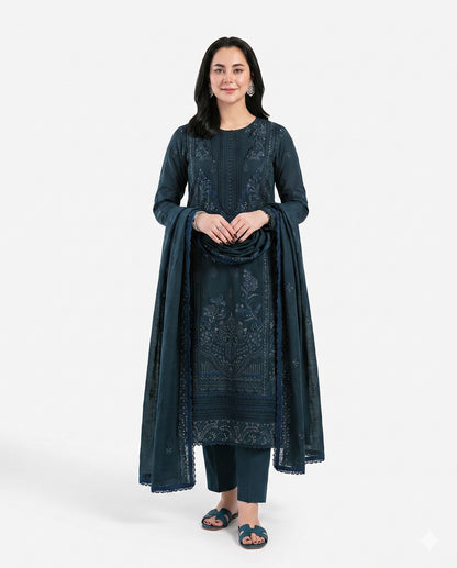 Florent Premium Embroidered Luxury Lawn – 3-Piece Suit (AK-3366)