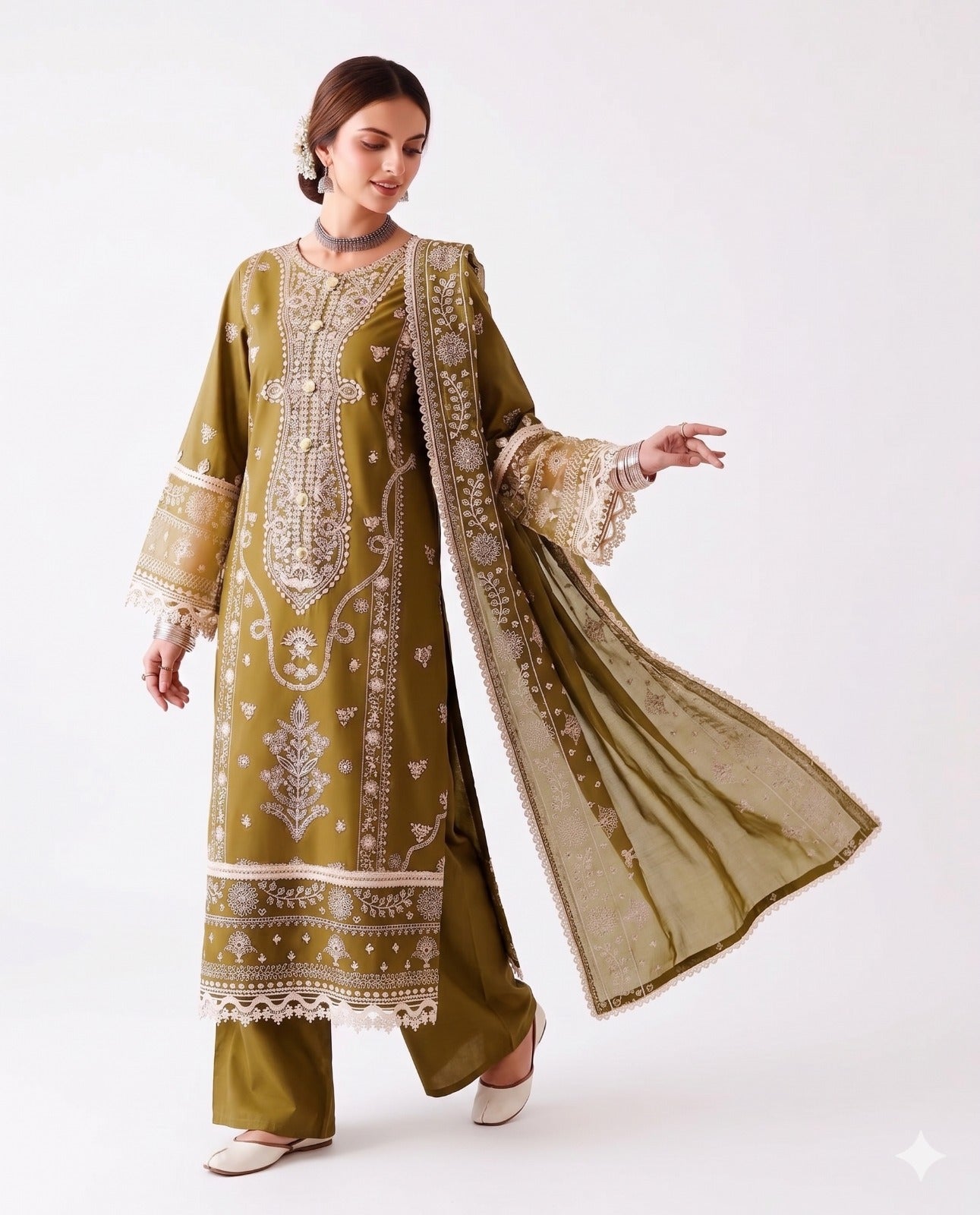 Jazmín Premium Embroidered Luxury Lawn – 3-Piece Suit (AK-3311