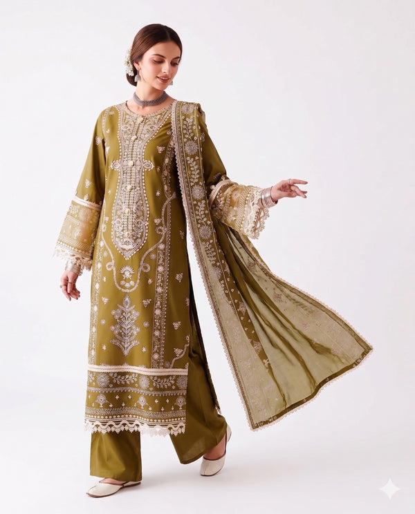 Jazmín Premium Embroidered Luxury Lawn – 3-Piece Suit (AK-3311
