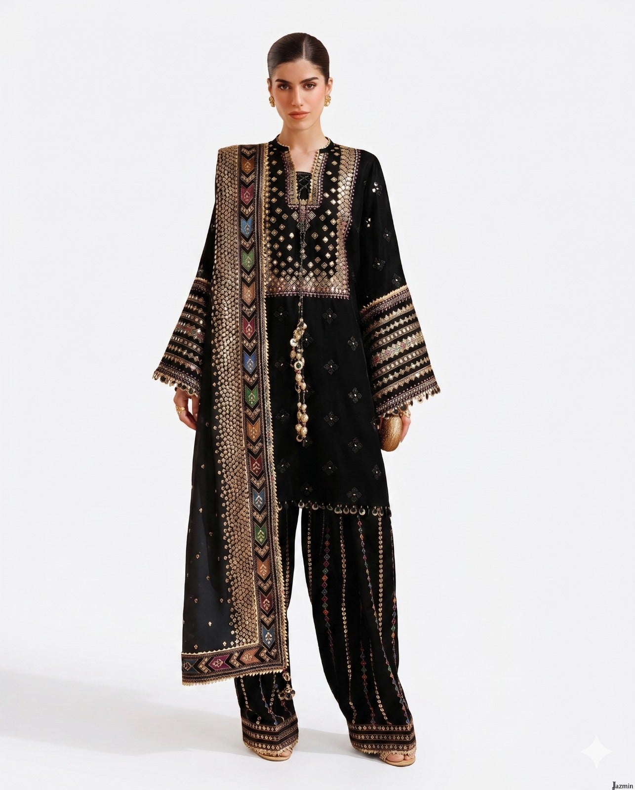 Jazmín Sequence Embroidered Premium Luxury Lawn – 3-Piece Suit (AK-3353)