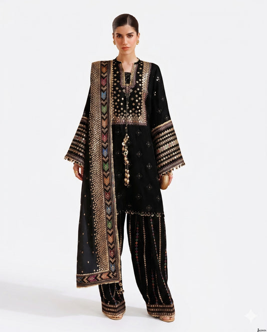 Jazmín Sequence Embroidered Premium Luxury Lawn – 3-Piece Suit (AK-3353)