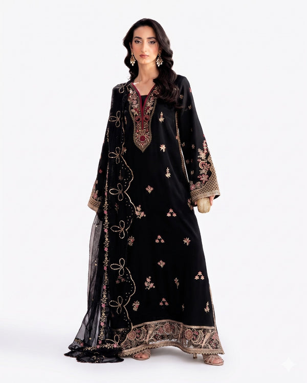Izel Premium Embroidered Luxury Lawn – 3-Piece Suit (AK-3337)