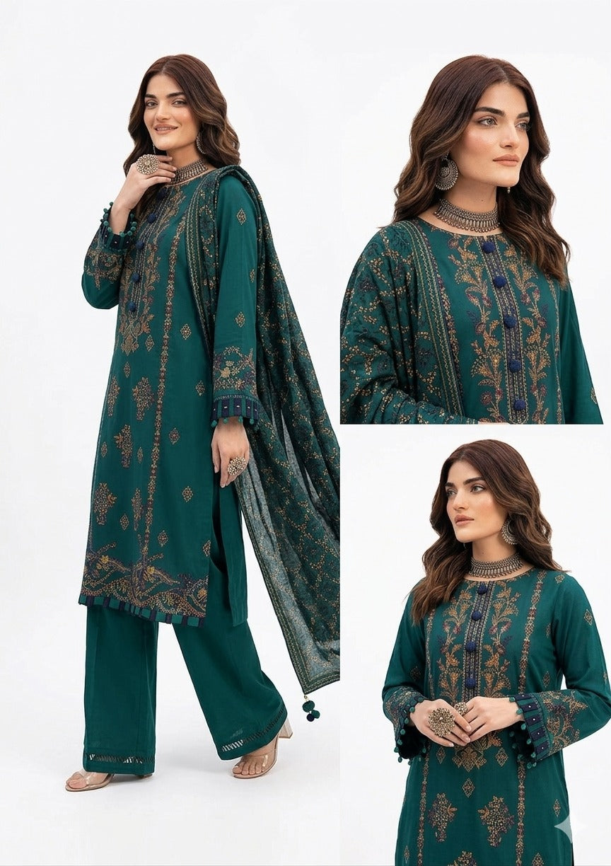 Ramsha Premium Embroidered Luxury Lawn – 3-Piece Suit (AK-3375)