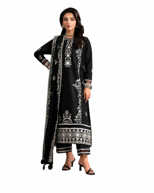Zara Shahjahan Premium Embroidered Luxury Lawn 3-Piece Suit | AK-3432