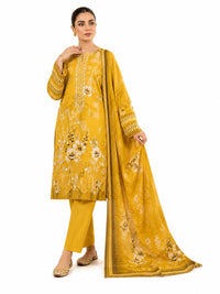 3 Piece Unstitched Digital Lawn Suit | Mustard Yellow