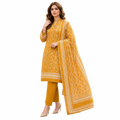 Mustard Yellow 3 Piece Lawn Suit | Vibrant Summer Elegance Collection