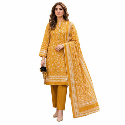 Mustard Yellow 3 Piece Lawn Suit | Vibrant Summer Elegance Collection