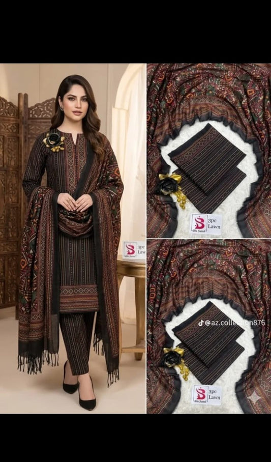 Midnight Tribal Elegance – 3 Piece Printed Lawn Suit