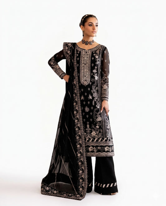 Luxury Black Embroidered 3 Piece Lawn Suit
