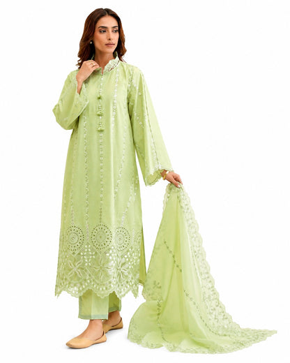 Pistachio Bloom Embroidered Lawn Suit