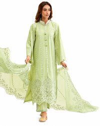Pistachio Bloom Embroidered Lawn Suit