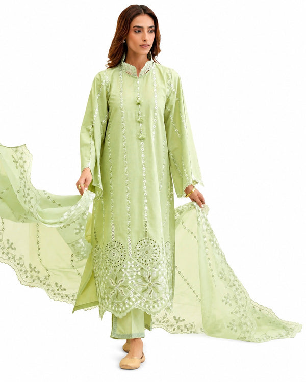 Pistachio Bloom Embroidered Lawn Suit