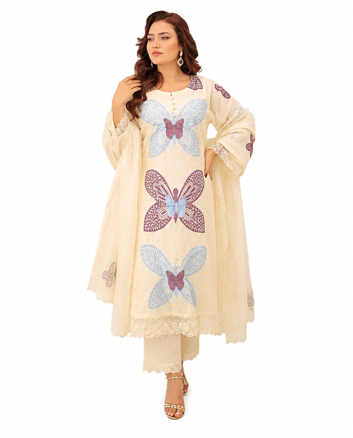 Butterfly Bloom Luxury Lawn Suit