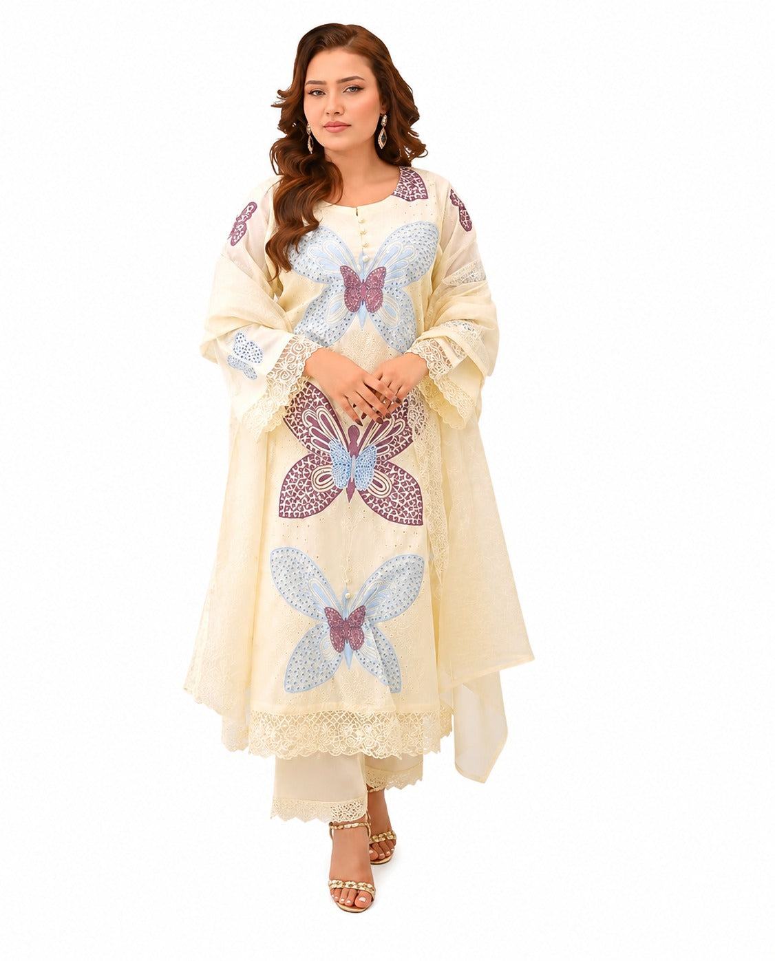 Butterfly Bloom Luxury Lawn Suit